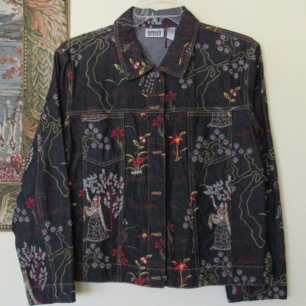 CHICO'S Embroidered Jacket size 3  (XL - !6)
